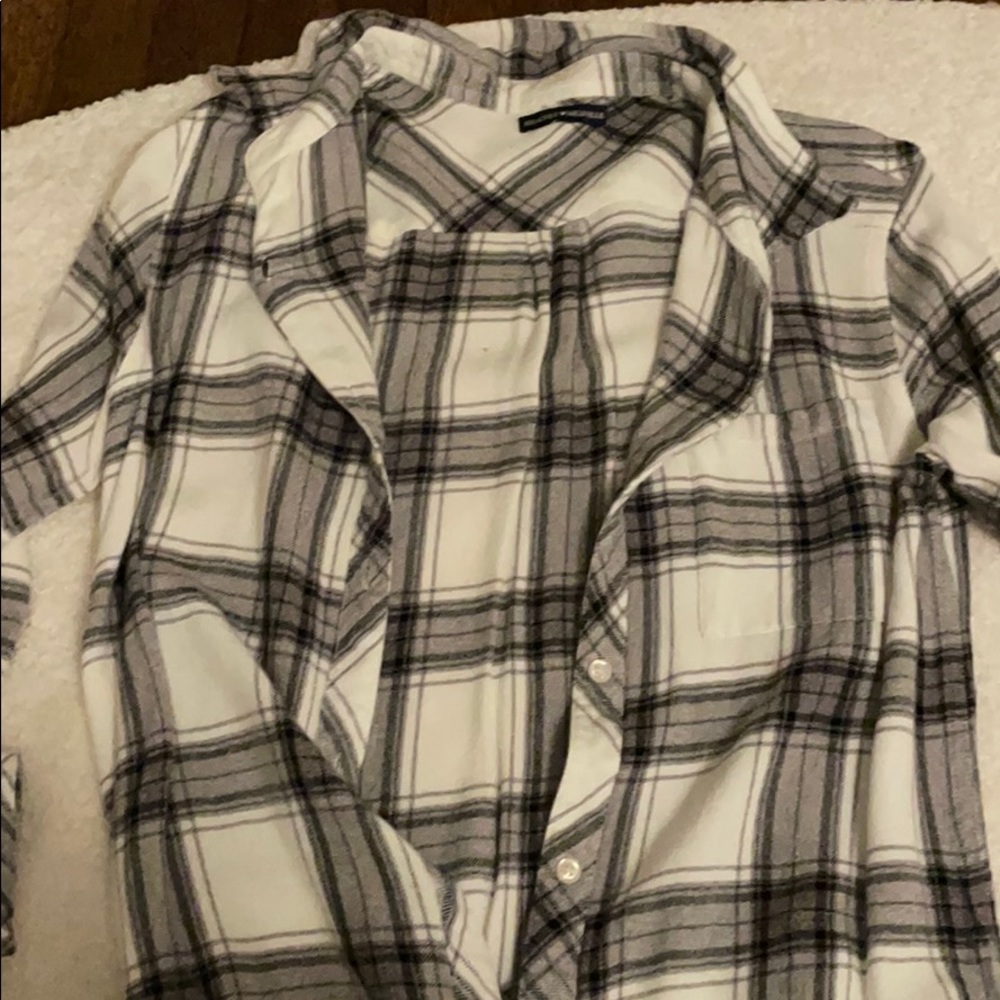 never worn white and grey flannel